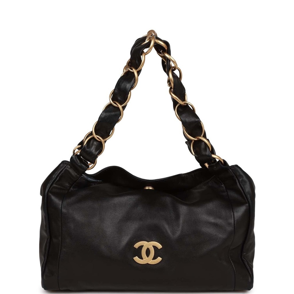 CHANEL | Vintage Chanel Olsen Hobo Shoulder Bag Black Lambskin
